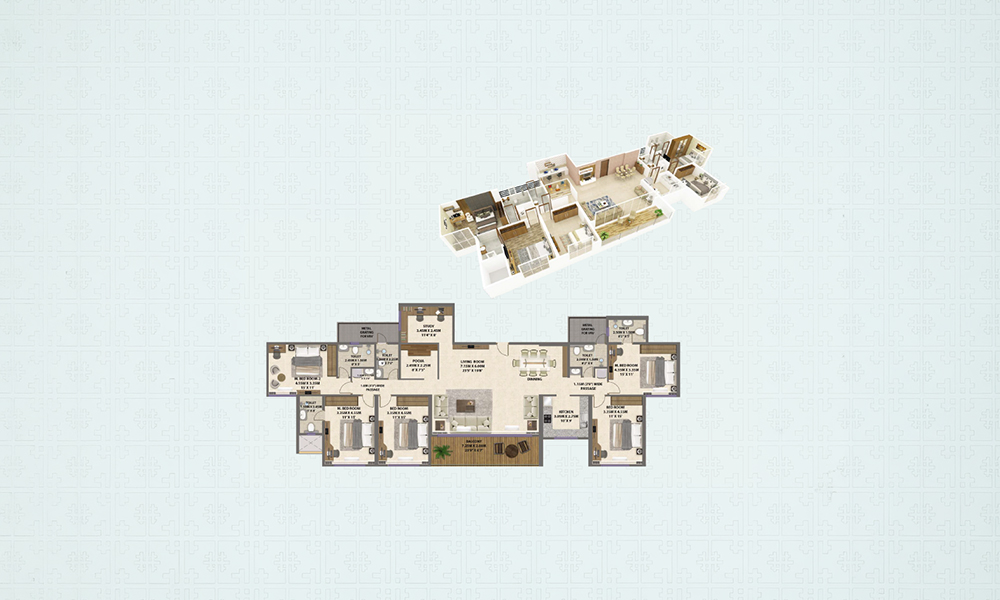 2 BHK layout — Shreeji Divine